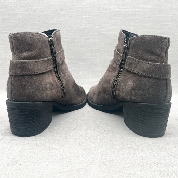Born Boots Womens 9.5M Adia Bootie Shoes Gray Suede Moto Boho Comfort Heels Belt - Picture 5 of 9